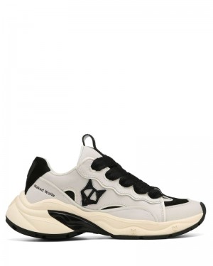 Naked Wolfe Flip Moon Cow Bőr Sportcipő Férfi Fehér Fekete | Hungary 9152ZPVHR