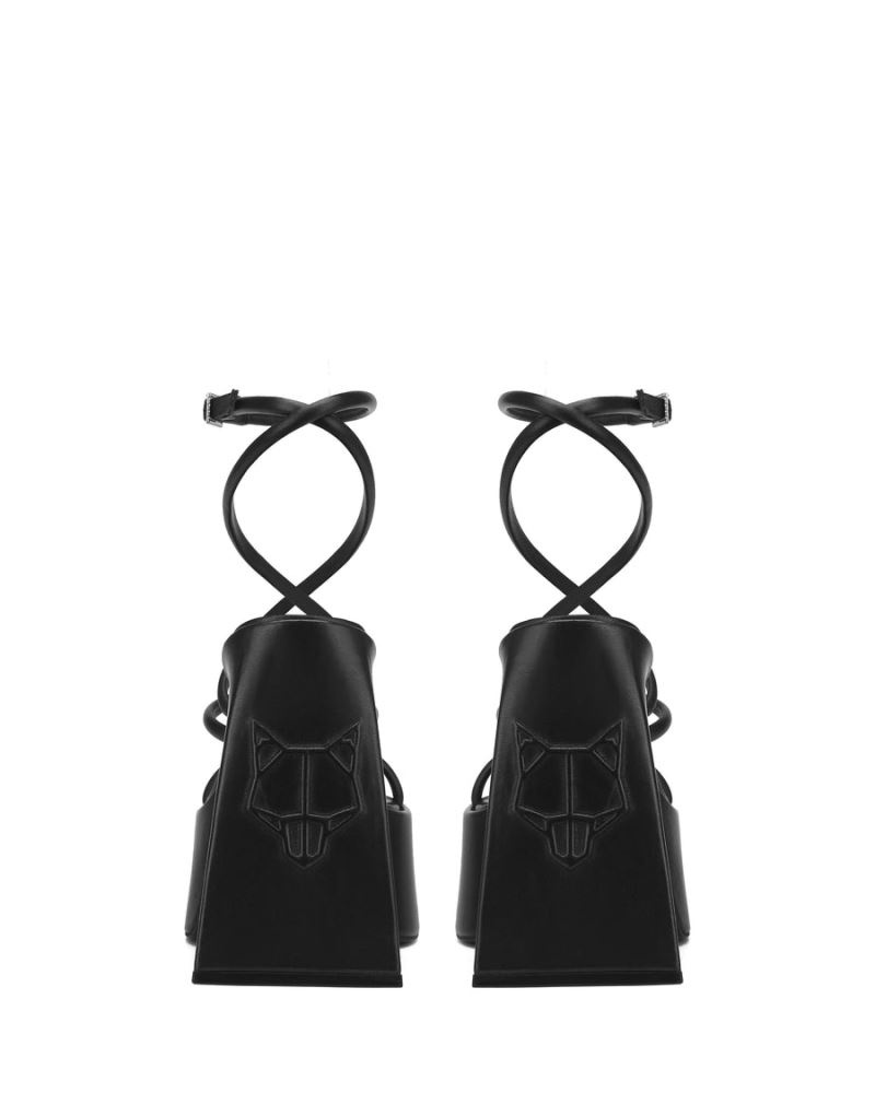 Naked Wolfe Angel Bőr Platform Szandál Női Fekete | Hungary 4618JEXMW