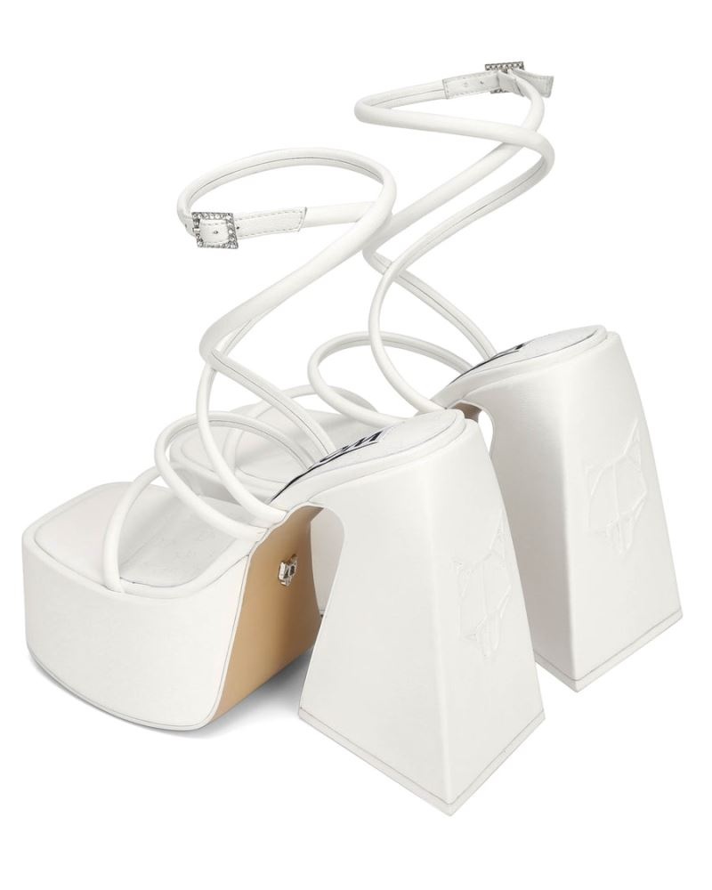 Naked Wolfe Angel Bőr Platform Szandál Női Fehér | Hungary 5904DHZMT