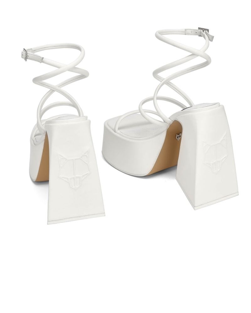 Naked Wolfe Angel Bőr Platform Szandál Női Fehér | Hungary 5904DHZMT