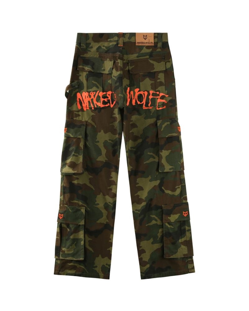 Naked Wolfe Baggy Pocket Cargo Logo Nadrág Férfi Camo | Hungary 0572DRQEY