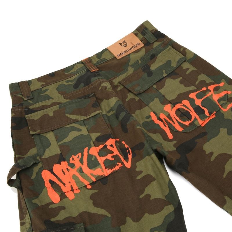 Naked Wolfe Baggy Pocket Cargo Logo Nadrág Férfi Camo | Hungary 0572DRQEY