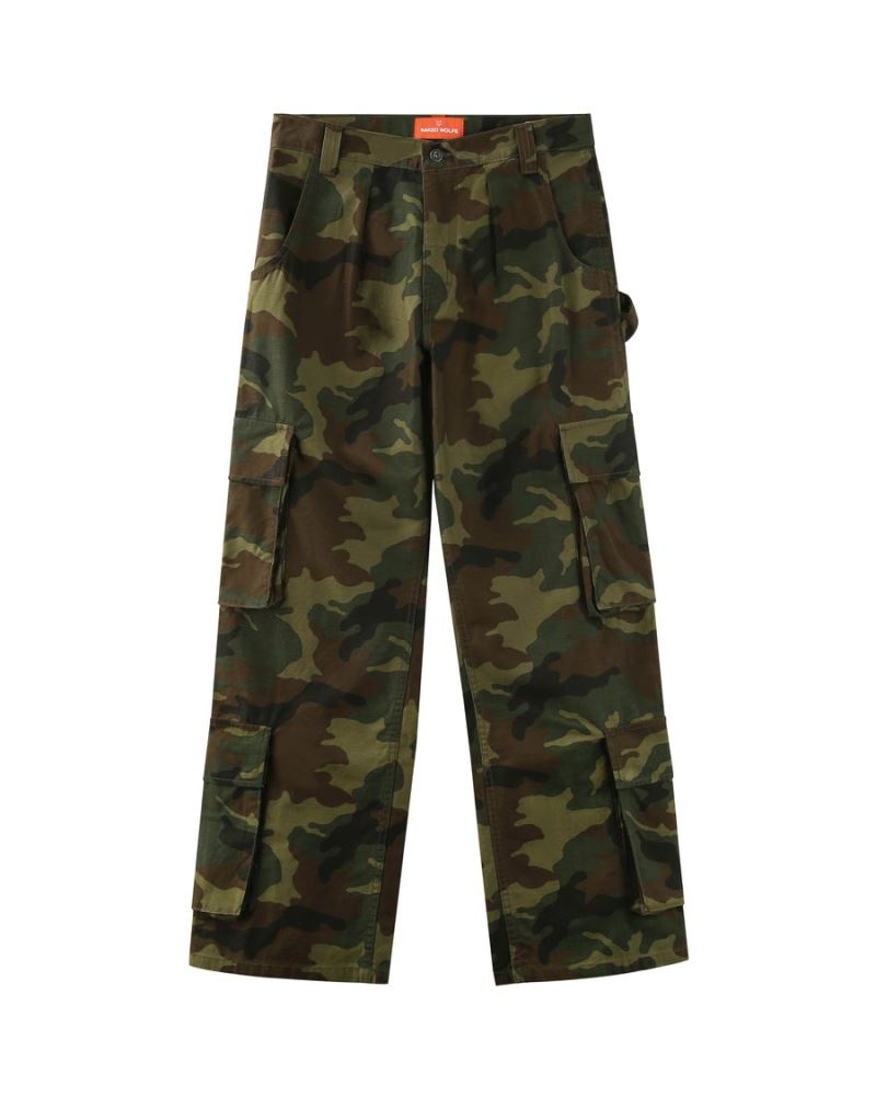Naked Wolfe Baggy Pocket Cargo Logo Nadrág Férfi Camo | Hungary 0572DRQEY