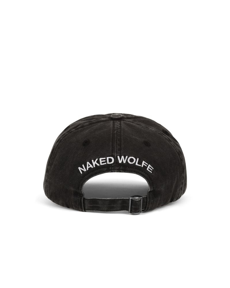 Naked Wolfe Baseball Washed Sapkák Férfi Fekete | Hungary 8612CGSTD