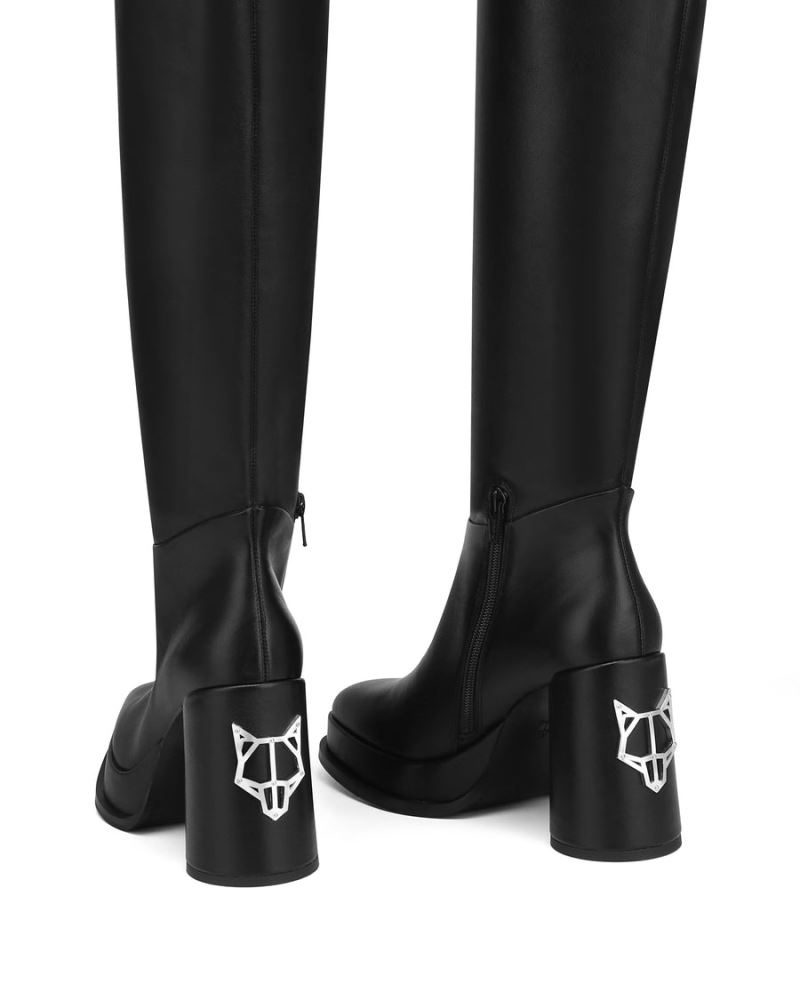 Naked Wolfe Carrie Bőr Platform Csizma Női Fekete | Hungary 7439VYFXG