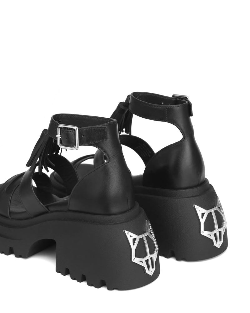 Naked Wolfe Cherub Bőr Platform Szandál Női Fekete | Hungary 7352HCUNF