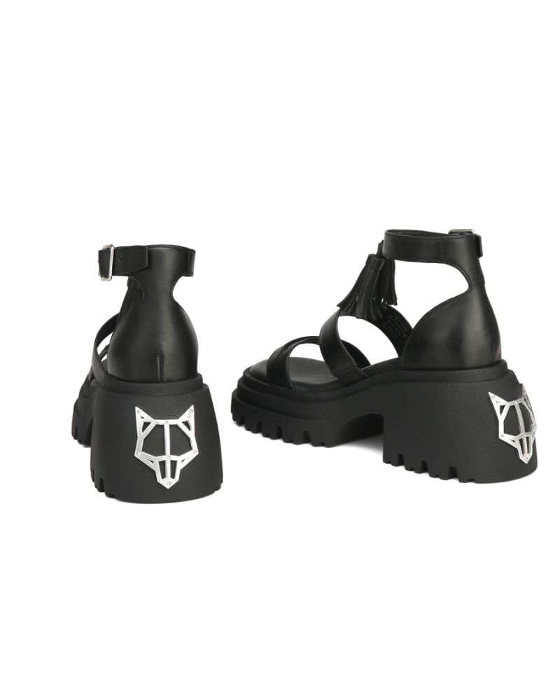 Naked Wolfe Cherub Bőr Platform Szandál Női Fekete | Hungary 7352HCUNF