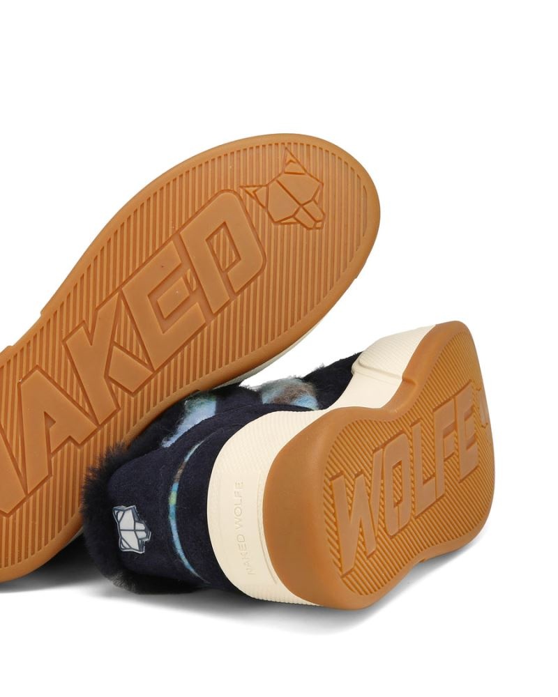 Naked Wolfe Crash Hairy Cow Velúr/Gyapjú Sportcipő Női Fekete Kék | Hungary 7180VXUIZ