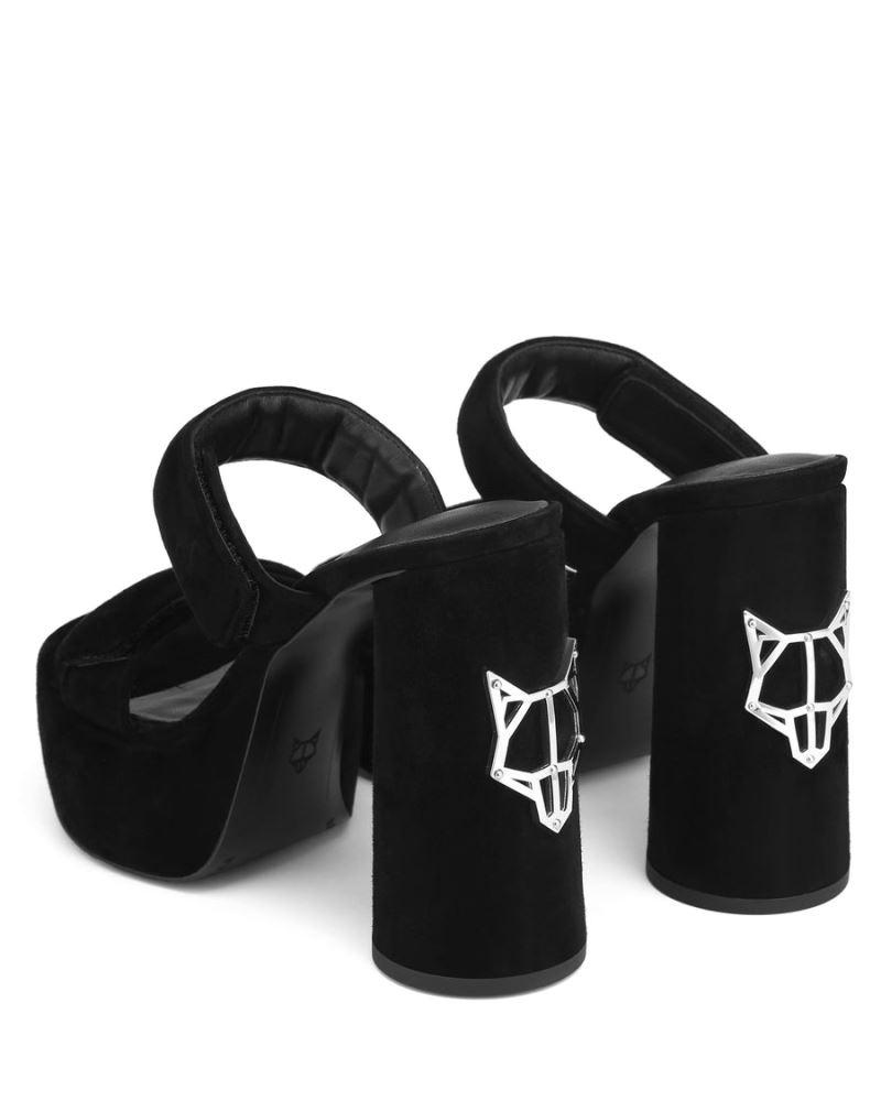 Naked Wolfe Diamond Velúr Platform Szandál Női Fekete | Hungary 4156DVXQT