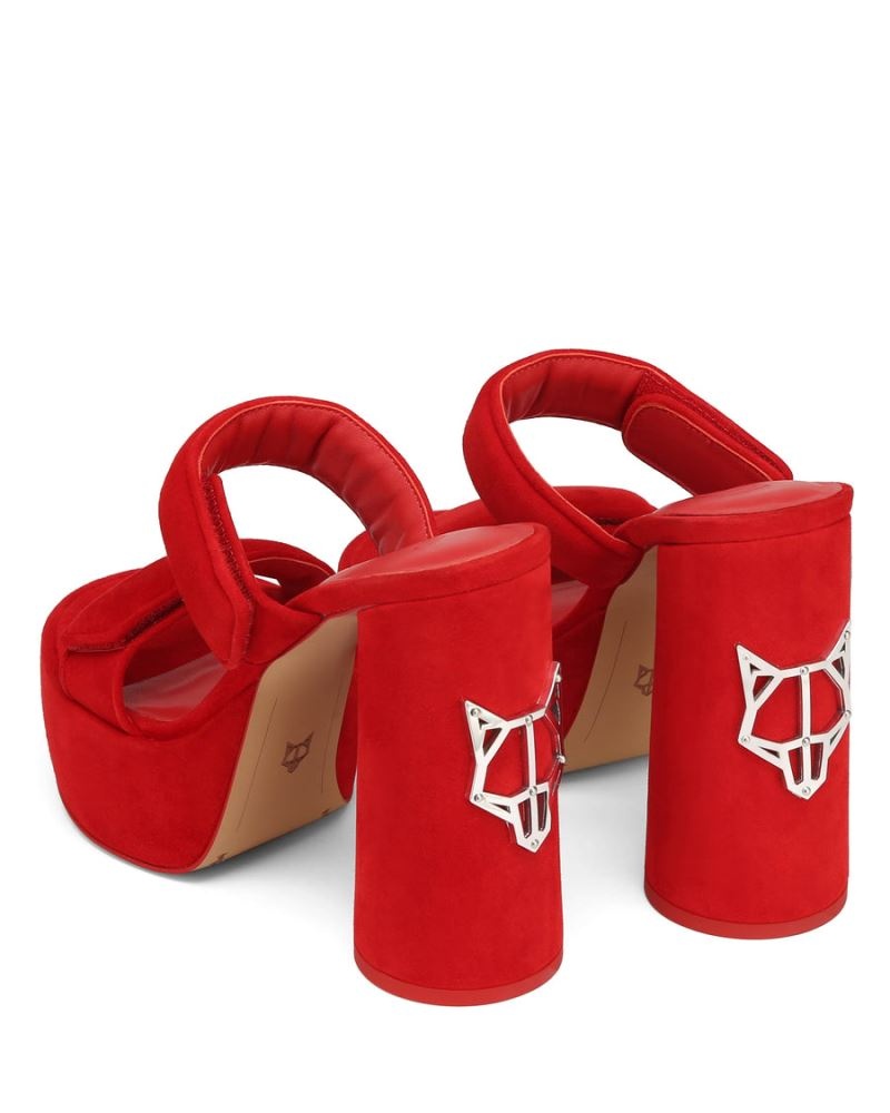 Naked Wolfe Diamond Velúr Platform Szandál Női Piros | Hungary 7346HMEGT