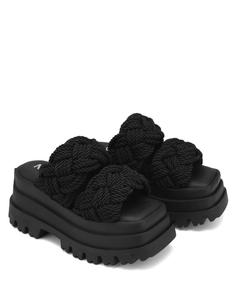Naked Wolfe Drama Rope Platform Szandál Női Fekete | Hungary 9801MGOUT