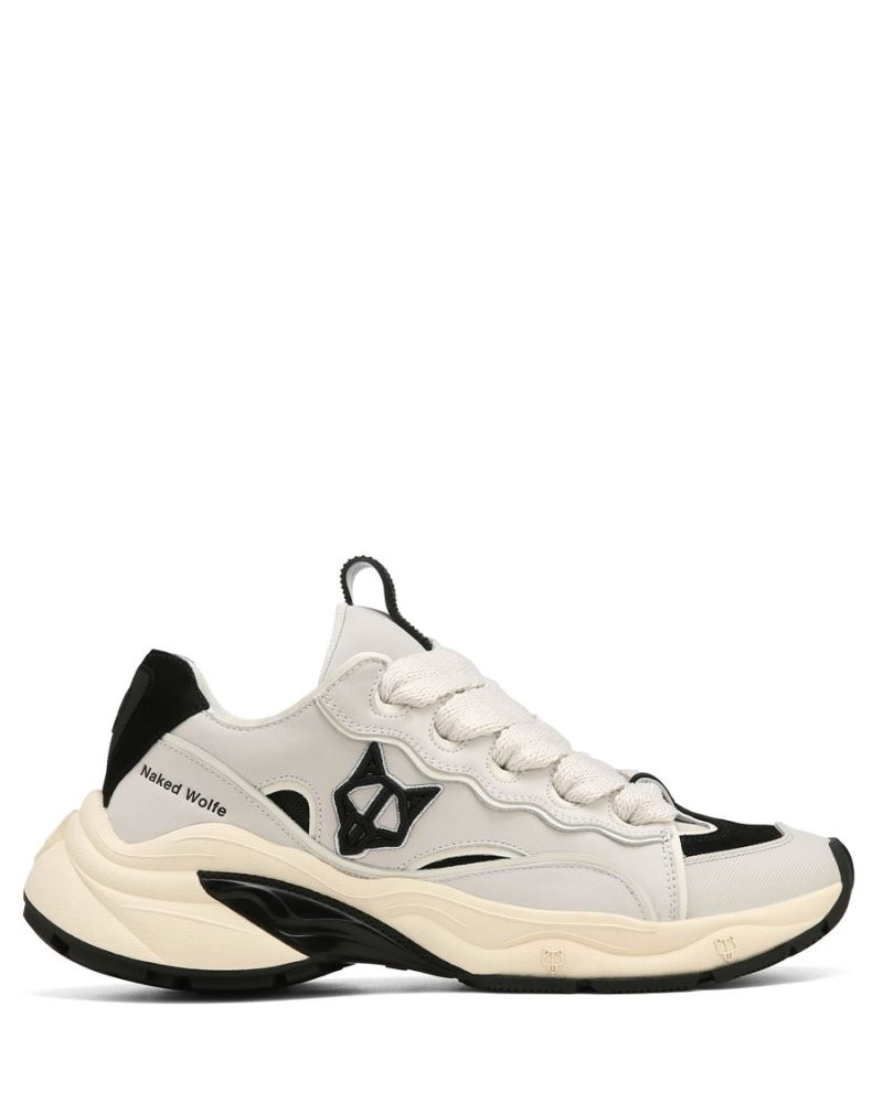 Naked Wolfe Flip Moon Cow Bőr Sportcipő Férfi Fehér Fekete | Hungary 9152ZPVHR