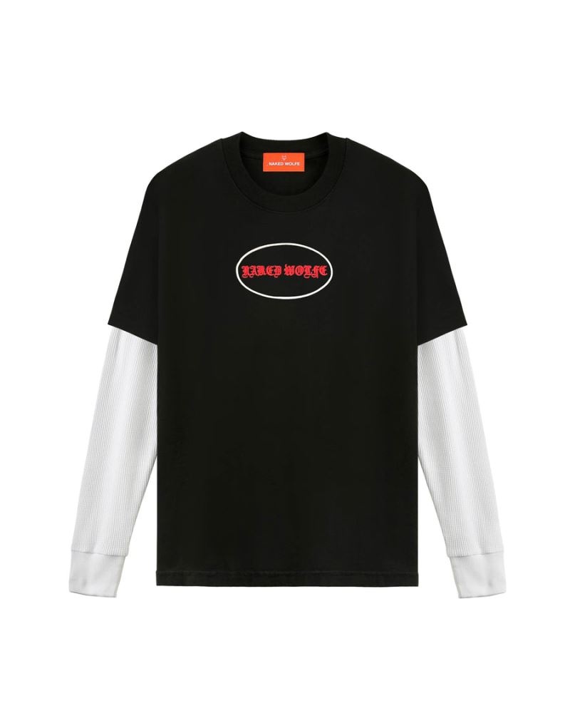 Naked Wolfe Gothic Underlay Pulóverek Férfi Fekete Fehér | Hungary 1459JAVTI