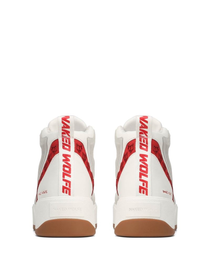 Naked Wolfe King Bőr Sportcipő Férfi Fehér Piros | Hungary 2396SWAKQ