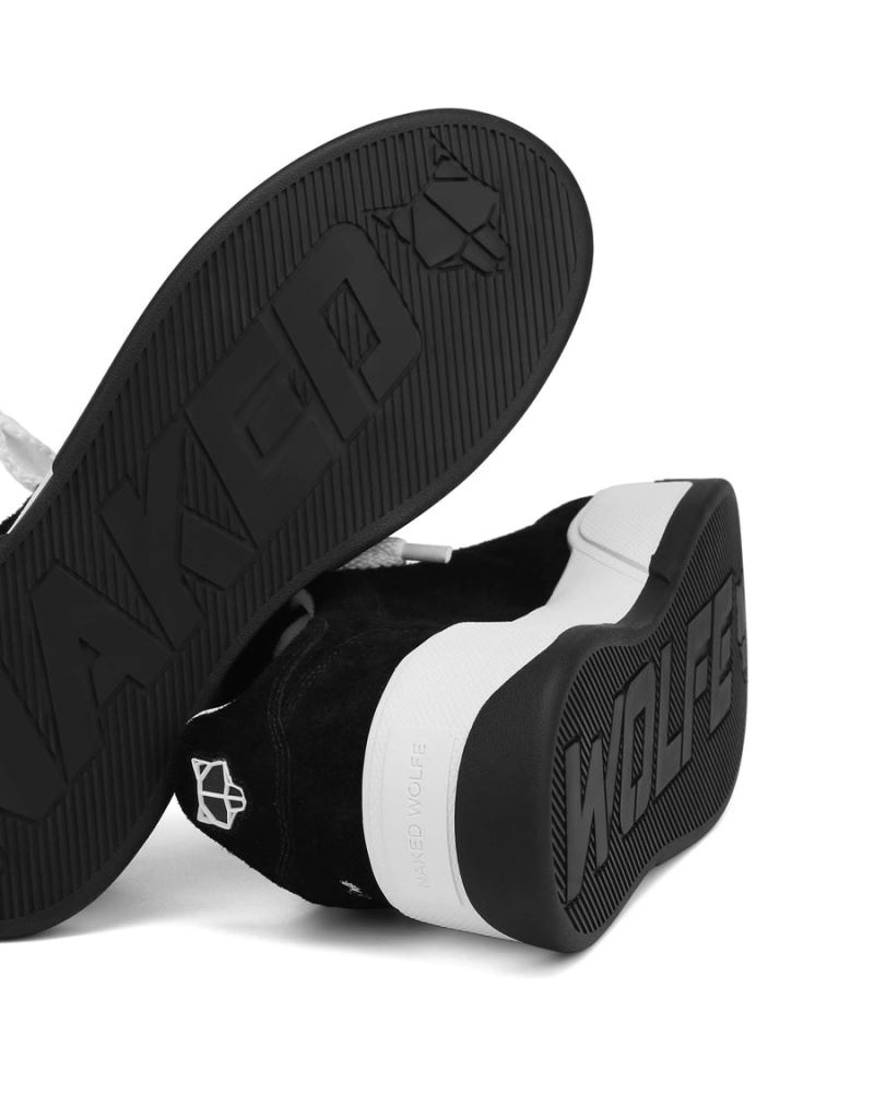 Naked Wolfe Kray Hairy Cow Velúr Sportcipő Férfi Fekete Fehér | Hungary 9173UCFEK