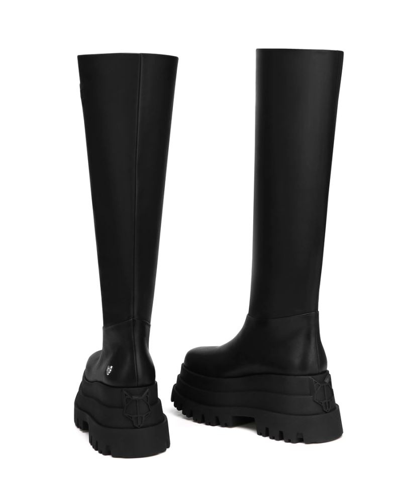 Naked Wolfe Sasha Bőr Platform Csizma Női Fekete | Hungary 4503QIOVL