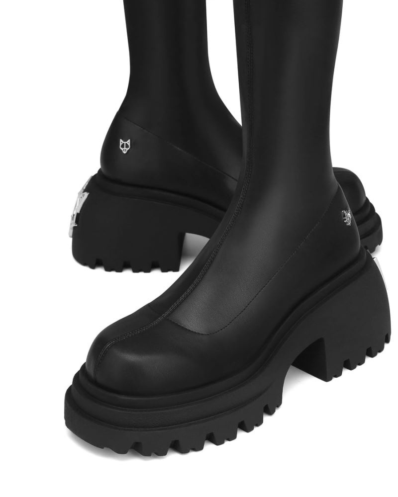 Naked Wolfe Scar Stretch Platform Csizma Női Fekete | Hungary 0281VFOWU