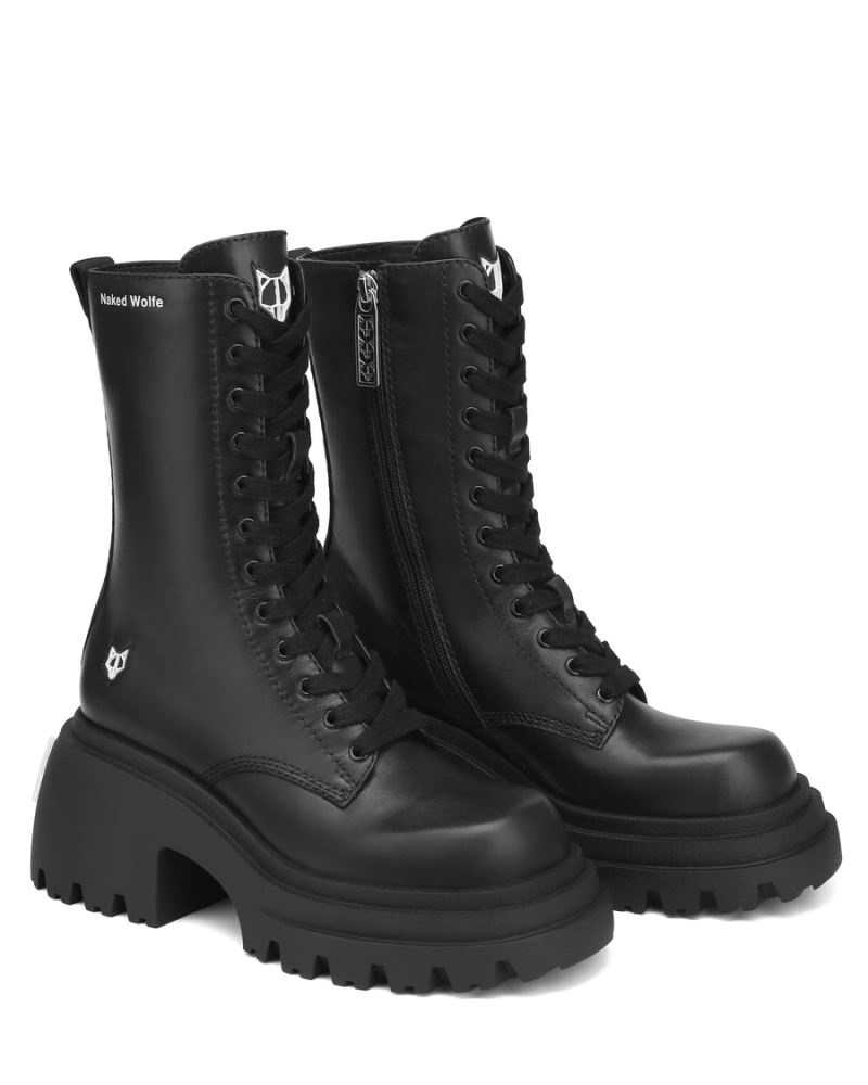 Naked Wolfe Shine Bőr Platform Csizma Női Fekete | Hungary 2654DHZJL