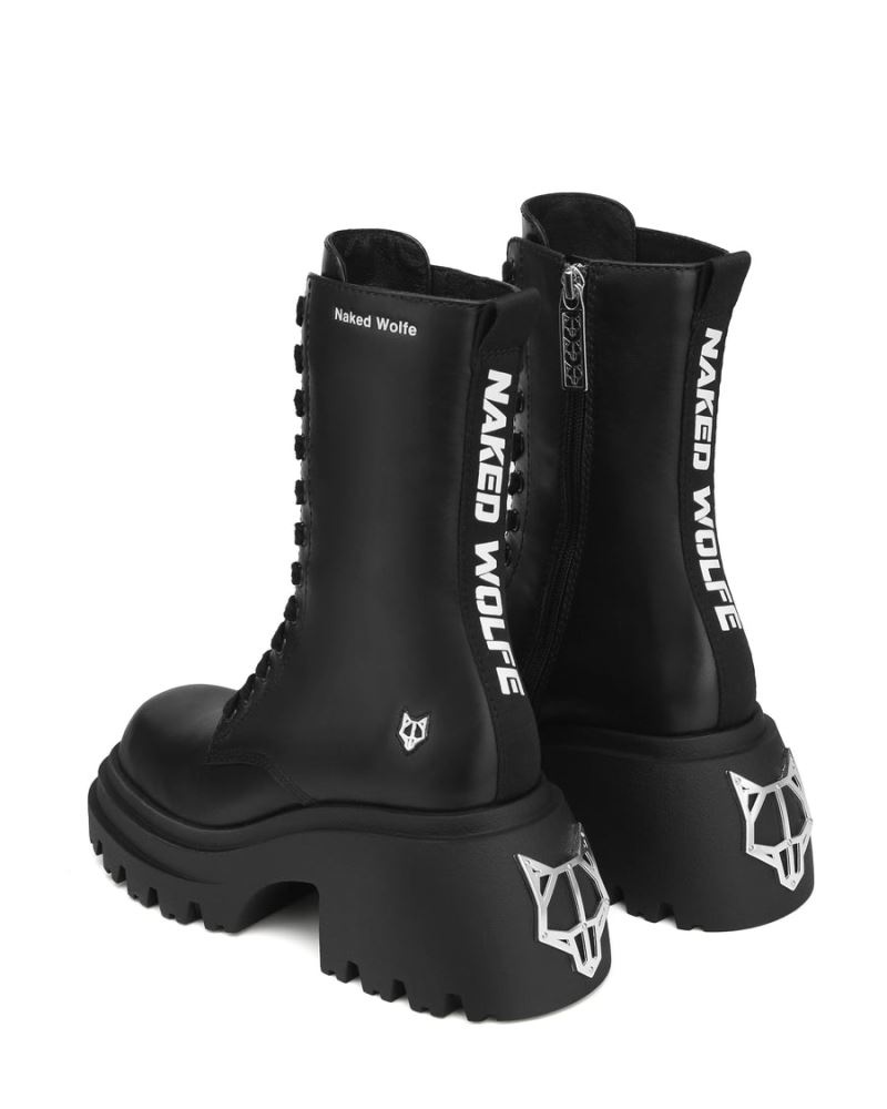 Naked Wolfe Shine Bőr Platform Csizma Női Fekete | Hungary 2654DHZJL