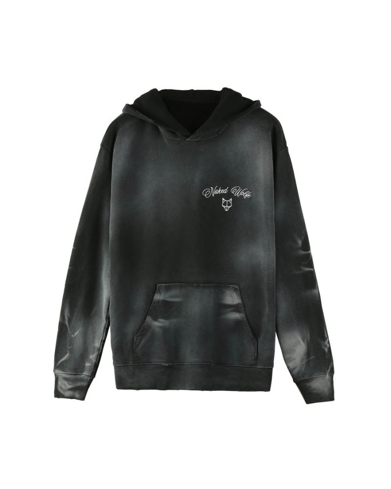 Naked Wolfe Signature Vintage Kapucnis Pulóver Férfi Fekete | Hungary 4086MOPQN