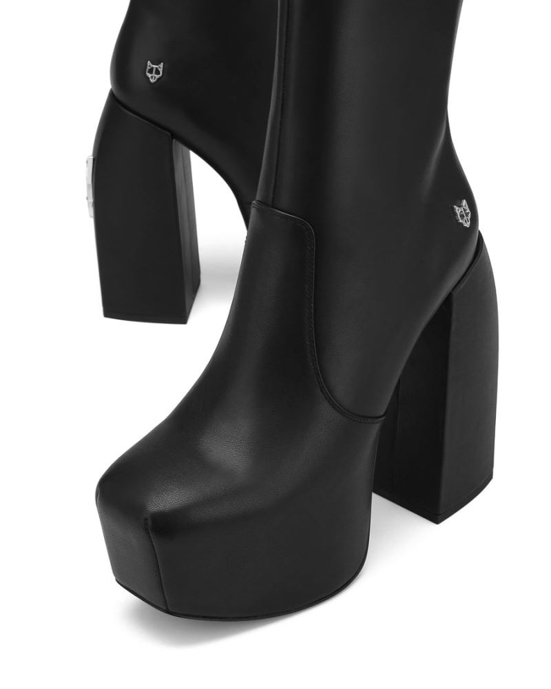 Naked Wolfe Stylish Bőr Platform Csizma Női Fekete | Hungary 4261WEPKC