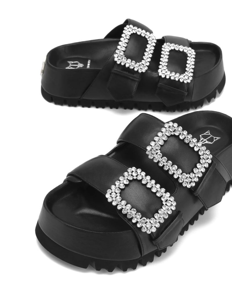 Naked Wolfe Victoria Bőr Platform Szandál Női Fekete | Hungary 4360XREUL