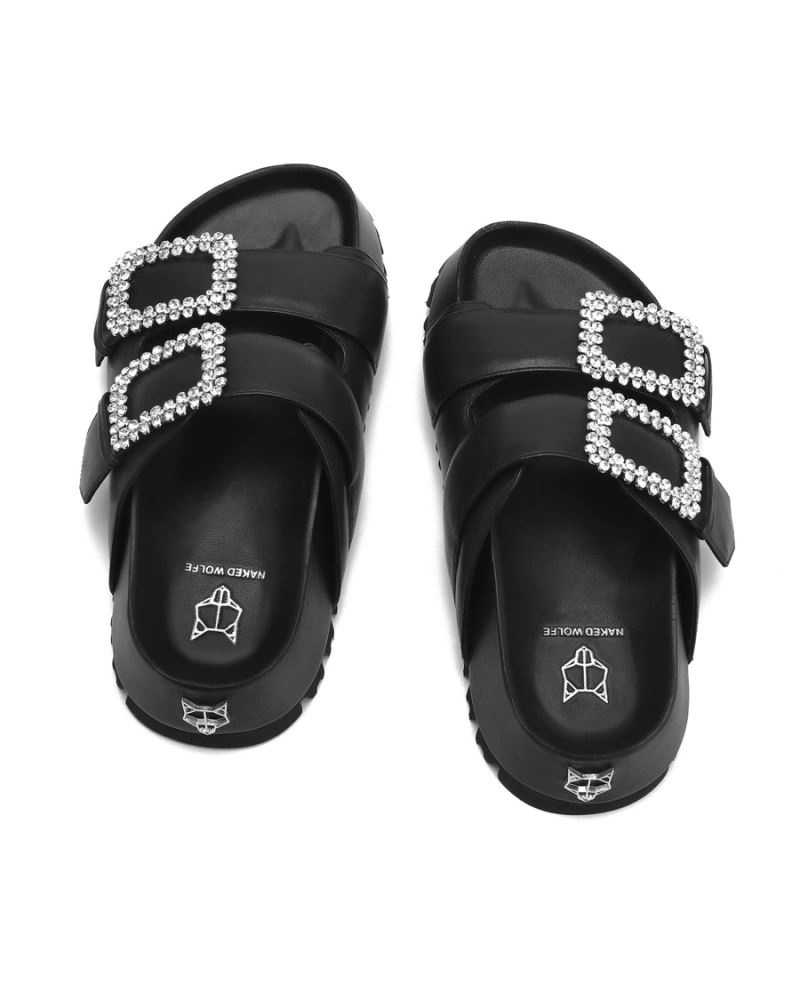 Naked Wolfe Victoria Bőr Platform Szandál Női Fekete | Hungary 4360XREUL