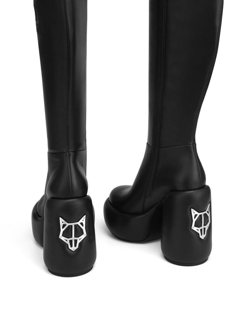 Naked Wolfe Wanted Bőr Platform Csizma Női Fekete | Hungary 4581QFENP