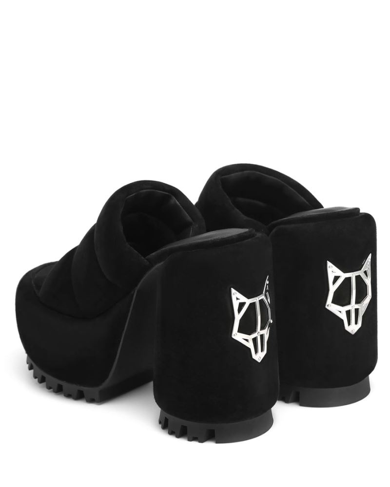 Naked Wolfe Wild Velúr Platform Szandál Női Fekete | Hungary 6075INQLB