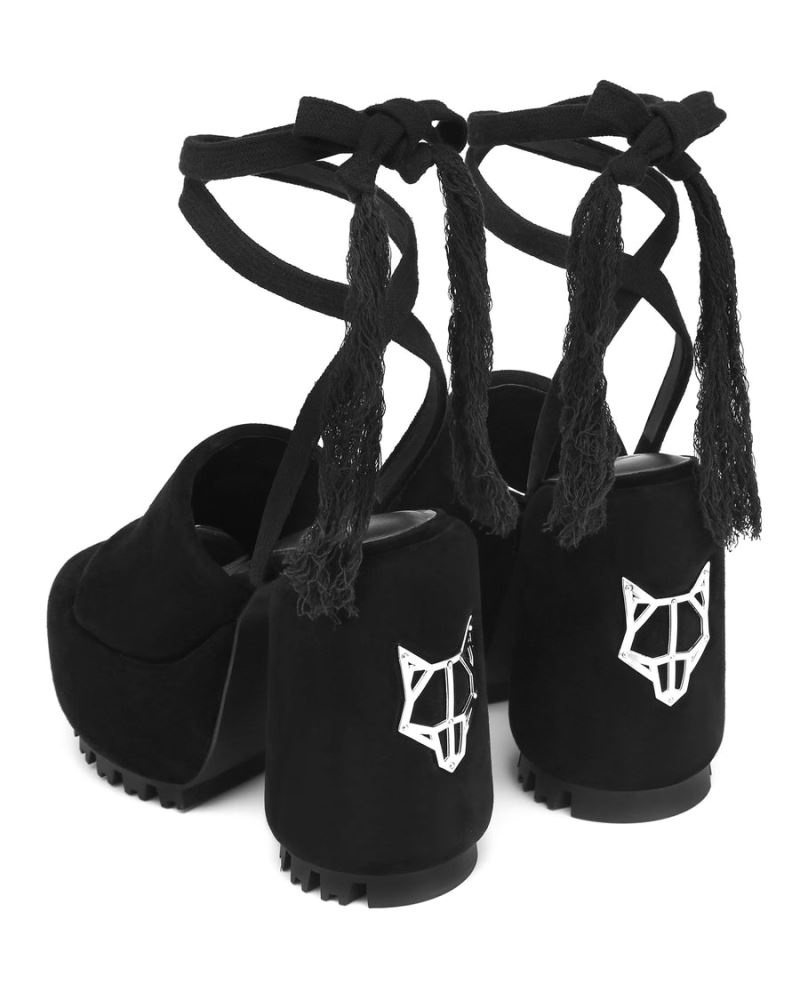 Naked Wolfe Wonder Velúr Platform Szandál Női Fekete | Hungary 4308BPNOF